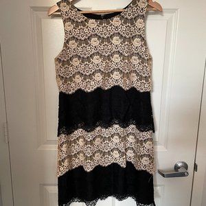 Jessica Simpson Layered Black & Cream Lace Dress / Size 10